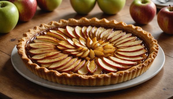 Tarte aux pommes fine caramélisée croustillante